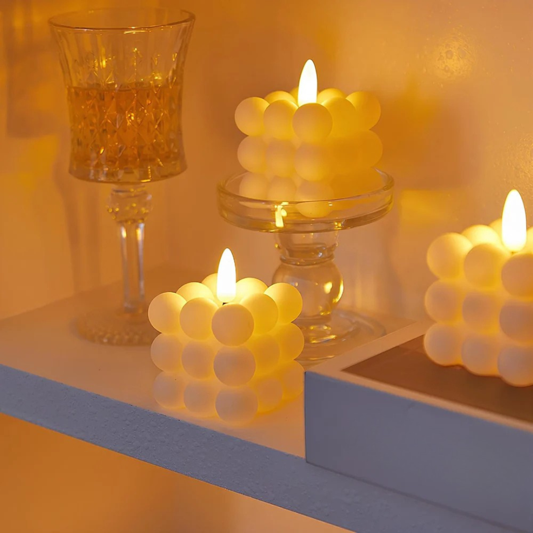 Flickora | LED Kerzen mit Flackereffekt und Seilumwicklung, 3er Set