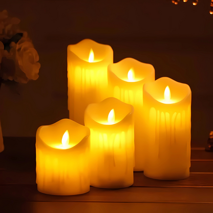 Flickora | LED Kerzen mit Flackereffekt und Seilumwicklung, 3er Set
