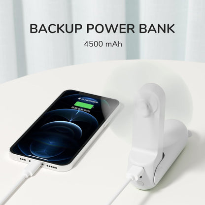 Hand fan with USB-C & power bank | Foldable mini fan with 4500 mAh battery for on the go | AirBuddy