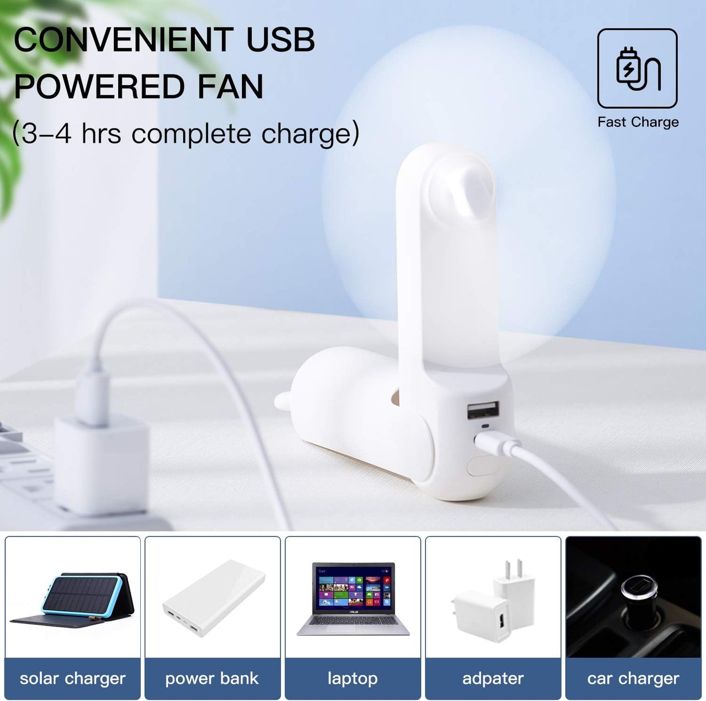 Hand fan with USB-C & power bank | Foldable mini fan with 4500 mAh battery for on the go | AirBuddy