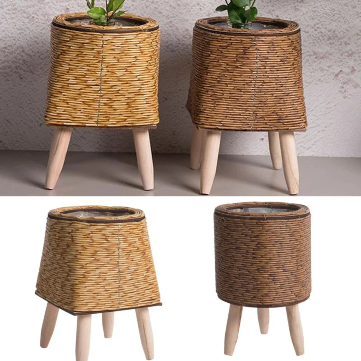 Liora Puck | Vaso per piante color naturale in plastica leggera per interno ed esterno