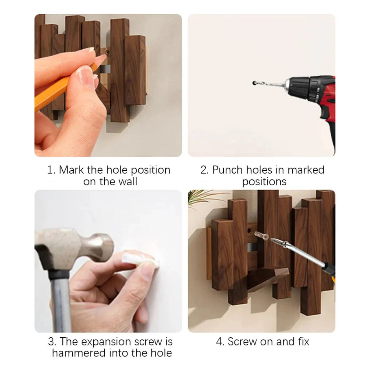 Piano Garderobenleiste – Wandhaken aus Walnuss- oder Buchenholz