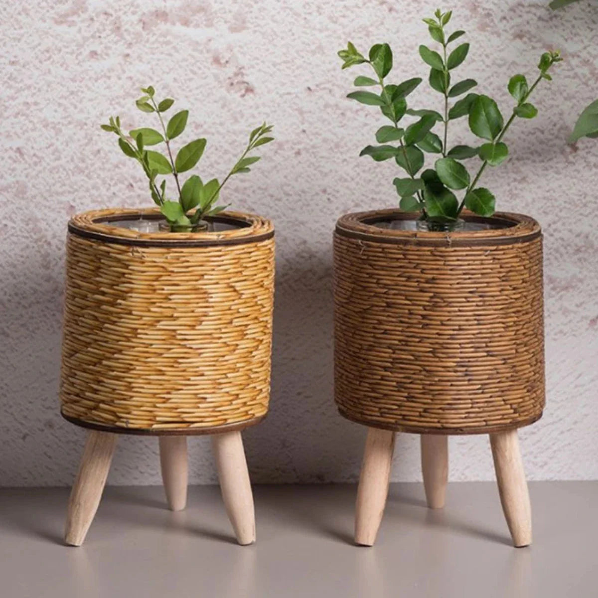 Liora Puck | Vaso per piante color naturale in plastica leggera per interno ed esterno