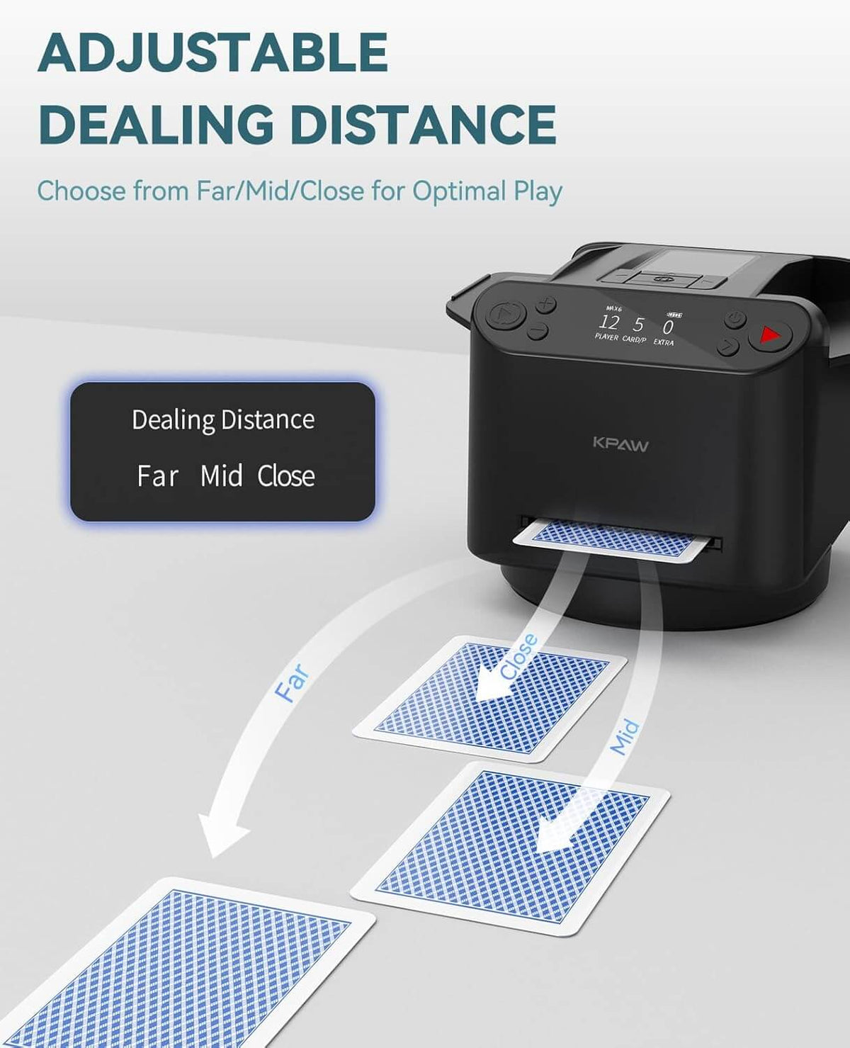 Dealora | Mescolatore e distributore automatico di carte con telecomando, batteria USB