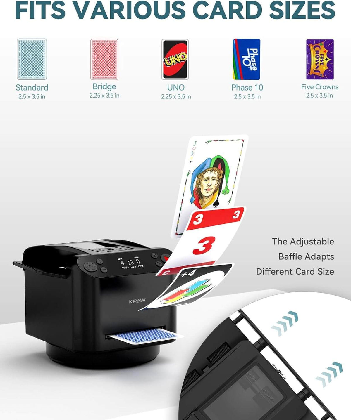 Dealora | Mescolatore e distributore automatico di carte con telecomando, batteria USB