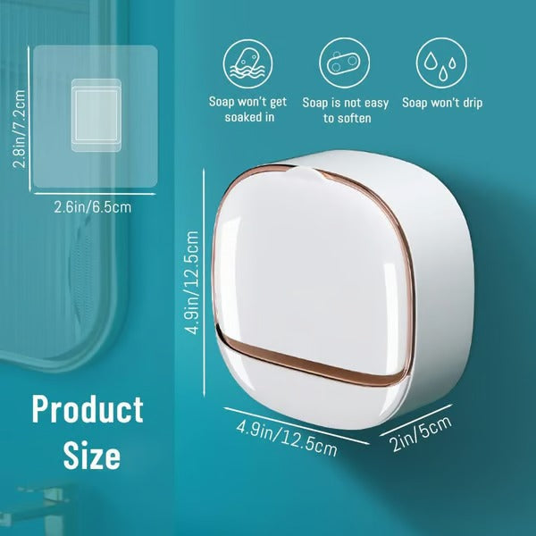 Savonda | Portasapone da parete con coperchio, autoadesivo e aerato