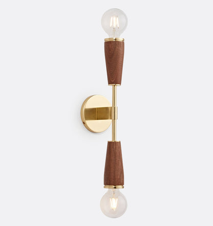 Lampada da parete in vetro a due fiamme – Elegante design retrò con metallo e portalampada E27