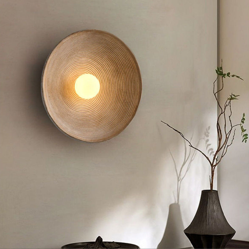 Kirelo | Wandleuchte innen im japanischen Stil, Holzoptik, E27, Ø 20–50 cm