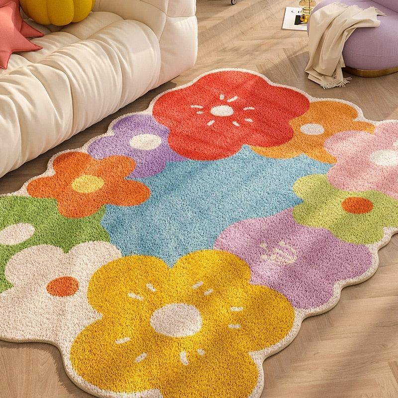 BloomHaven | Tappeto floreale per la casa | Morbido tappeto con fiori selvatici dal design naturale