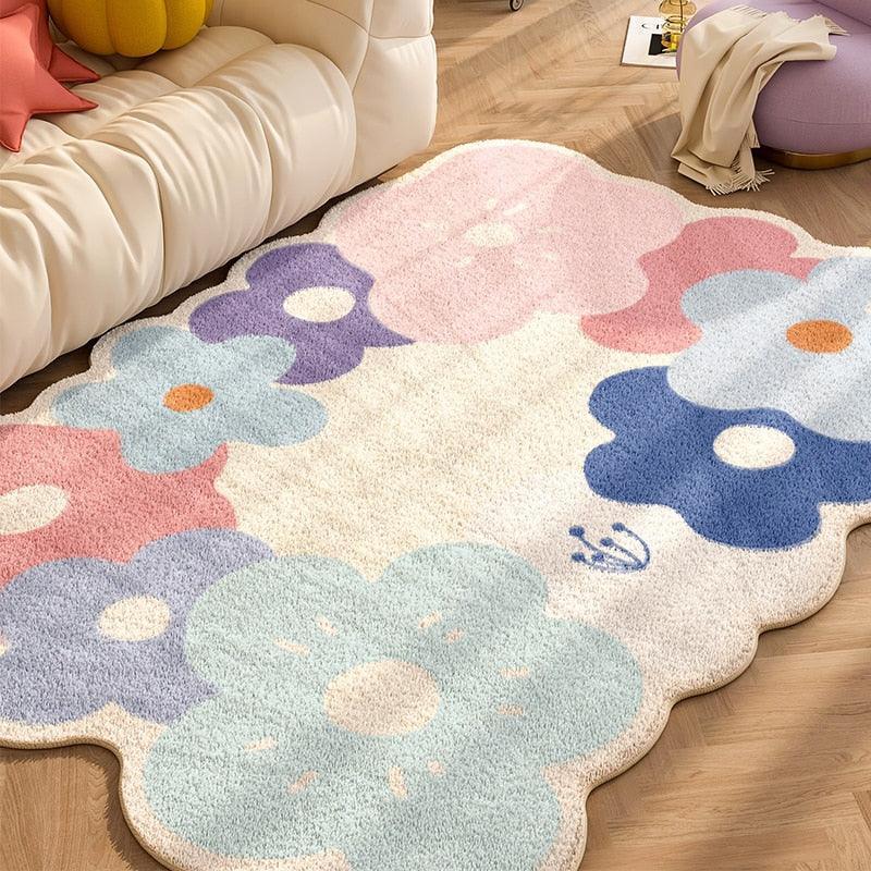 BloomHaven | Tappeto floreale per la casa | Morbido tappeto con fiori selvatici dal design naturale