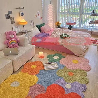 BloomHaven | Tappeto floreale per la casa | Morbido tappeto con fiori selvatici dal design naturale
