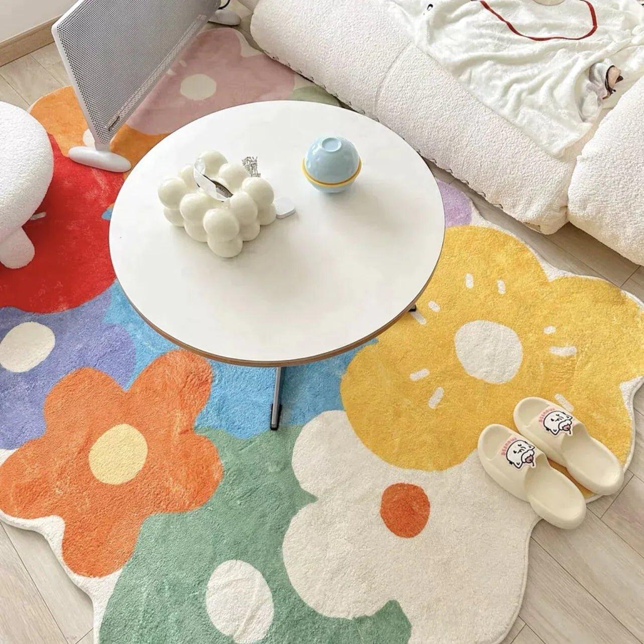BloomHaven | Tappeto floreale per la casa | Morbido tappeto con fiori selvatici dal design naturale