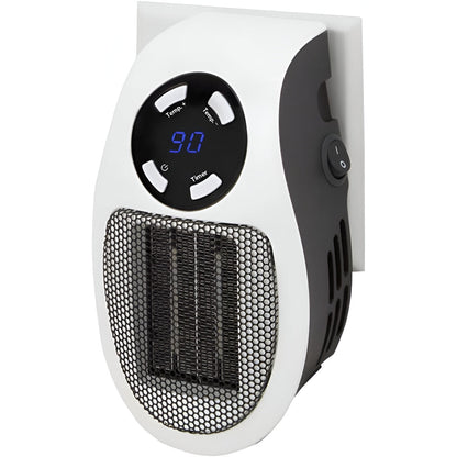 Keramik Heizlüfter für Steckdose | Mini Steckdosenheizung 350 W mit Thermostat, Timer & LED Display | ThermoDock