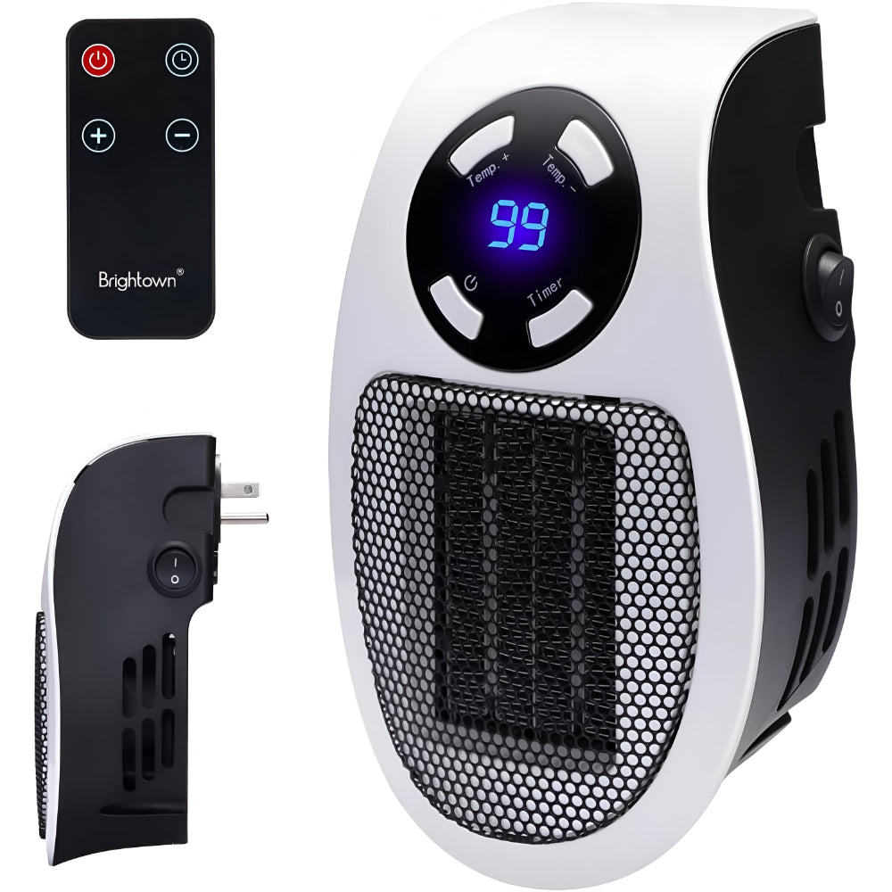 Keramik Heizlüfter für Steckdose | Mini Steckdosenheizung 350 W mit Thermostat, Timer & LED Display | ThermoDock