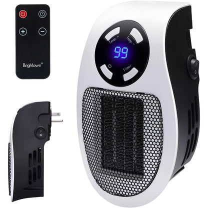 Keramik Heizlüfter für Steckdose | Mini Steckdosenheizung 350 W mit Thermostat, Timer & LED Display | ThermoDock