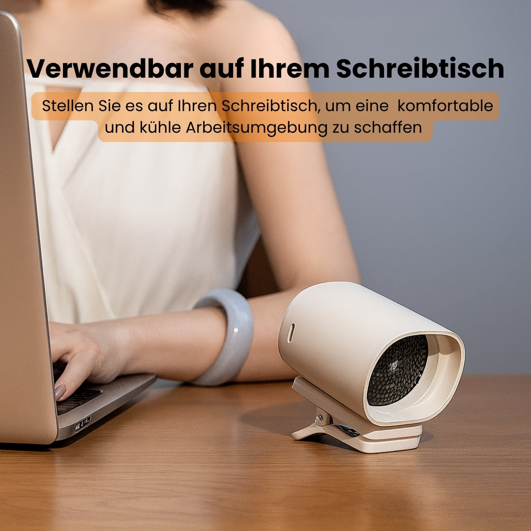 Mini Clip Ventilator mit Akku | Leiser Kinderwagen Ventilator mit 100 Stufen, 360° Rotation & USB C | KühlBuddy