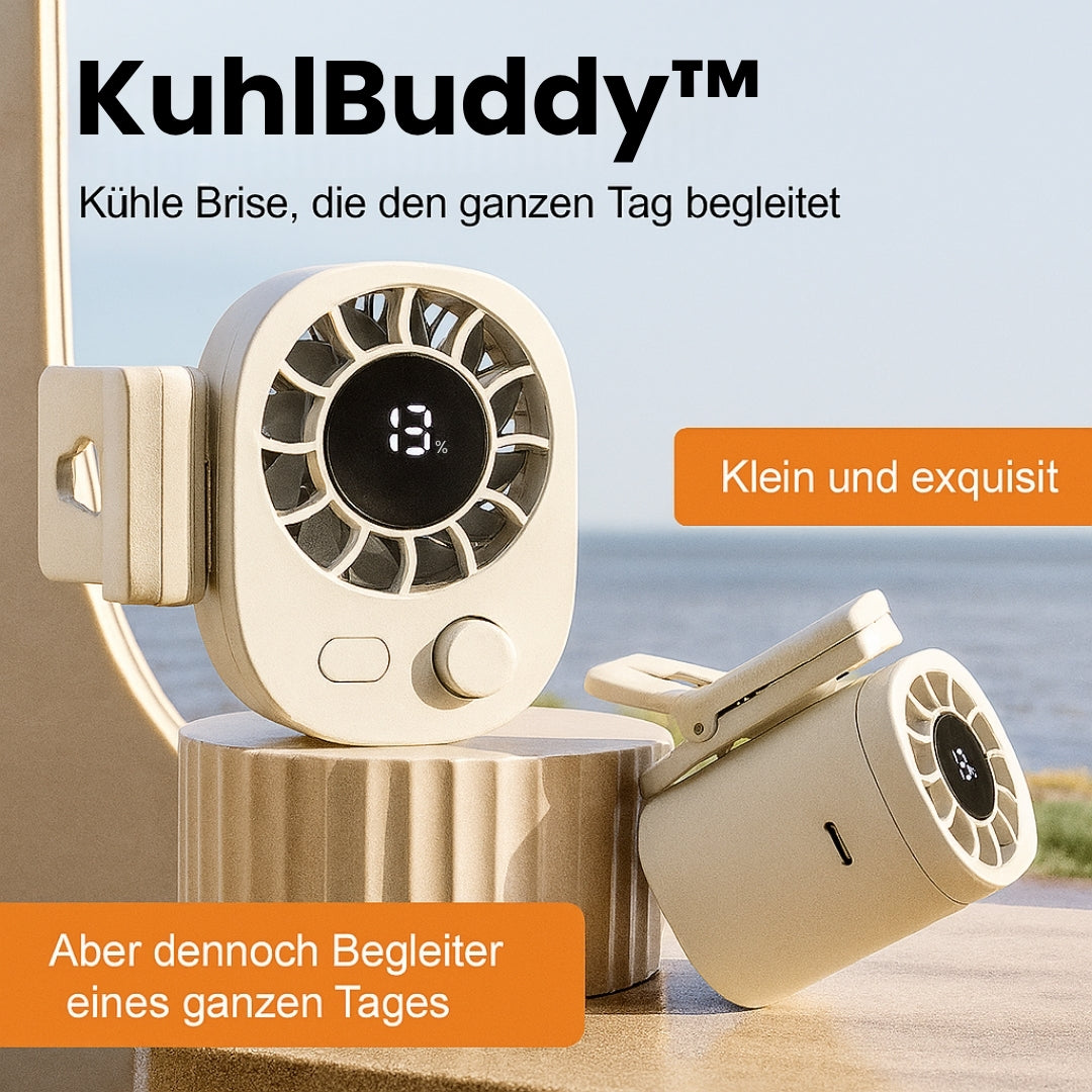 Mini Clip Ventilator mit Akku | Leiser Kinderwagen Ventilator mit 100 Stufen, 360° Rotation & USB C | KühlBuddy