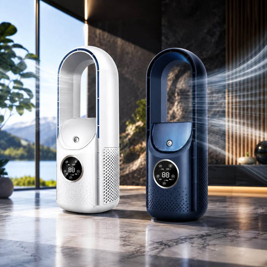 Cichy wentylator wieżowy bez łopatek | Kompaktowy wentylator stołowy z 6 trybami do biura i sypialni | Flüsterkühl