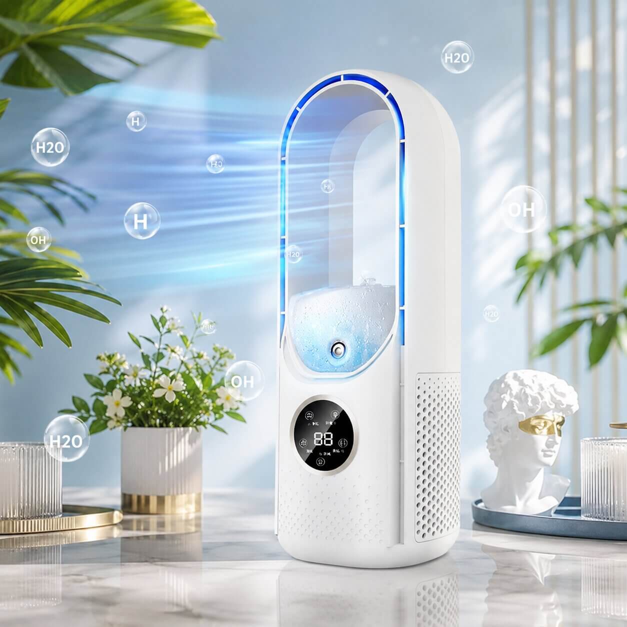 Quiet bladeless tower fan | Compact desk fan with 6 modes for office & bedroom | WhisperCool