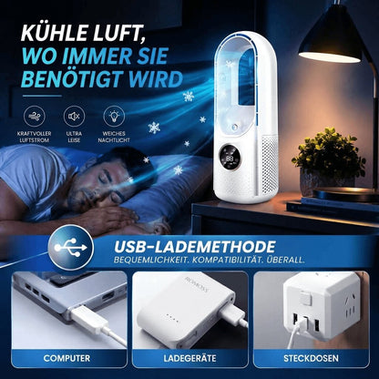 Quiet bladeless tower fan | Compact desk fan with 6 modes for office & bedroom | WhisperCool
