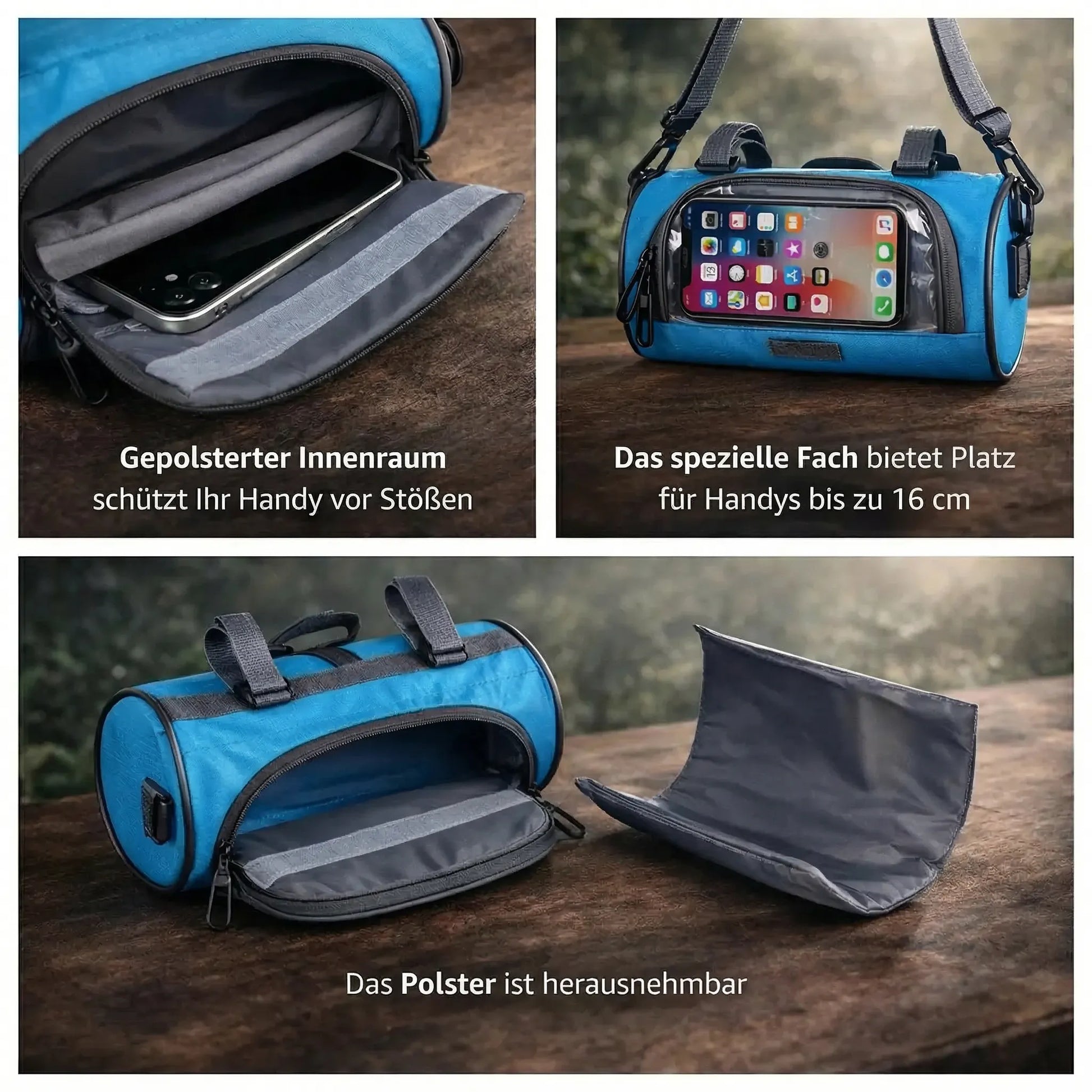 Lenkertasche für Fahrrad mit Touchscreen | Wasserabweisende Fahrradtasche für Handy & Wertsachen