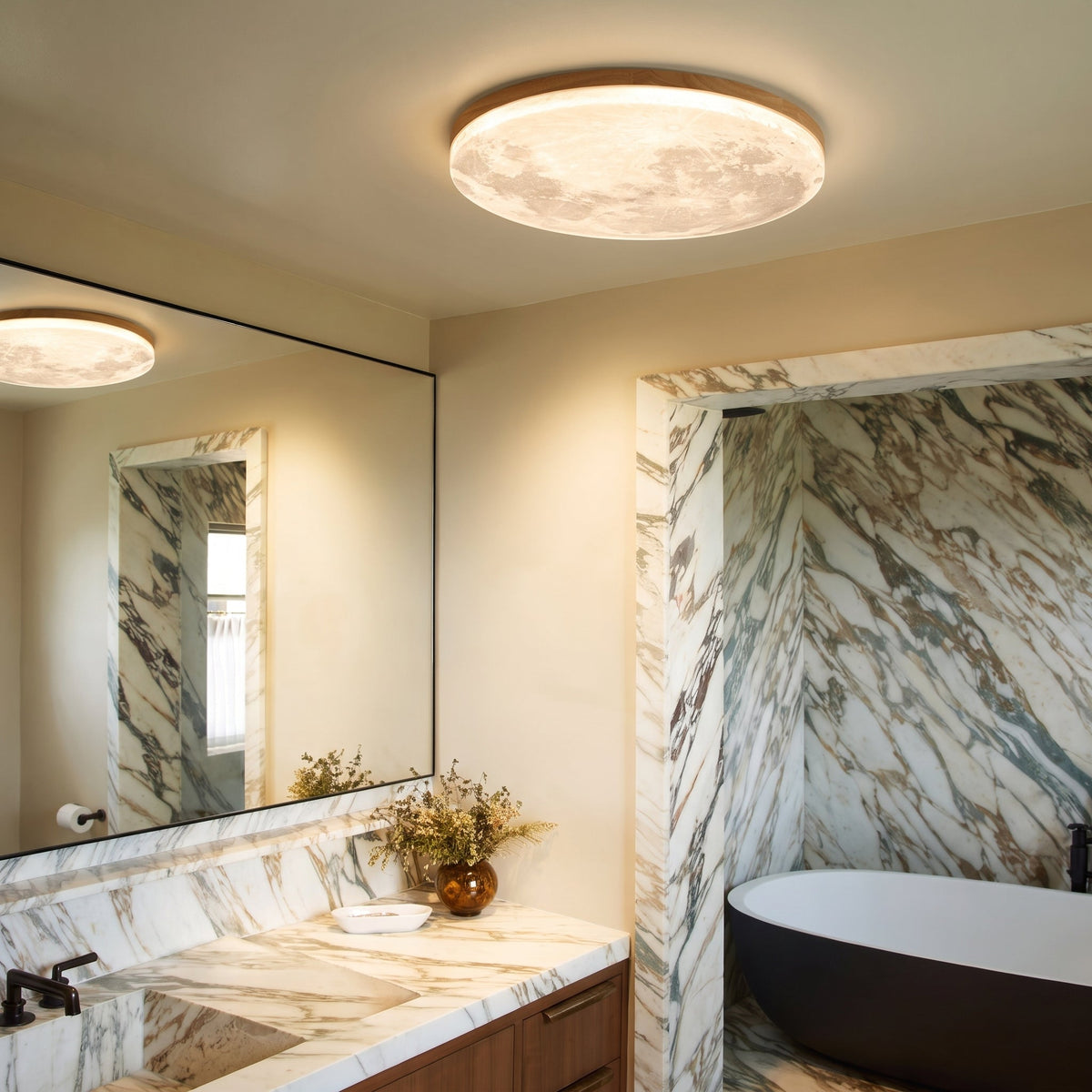 Lunavira | Runde LED Deckenleuchte im Mond-Design, optional dimmbar, Ø 26–48 cm