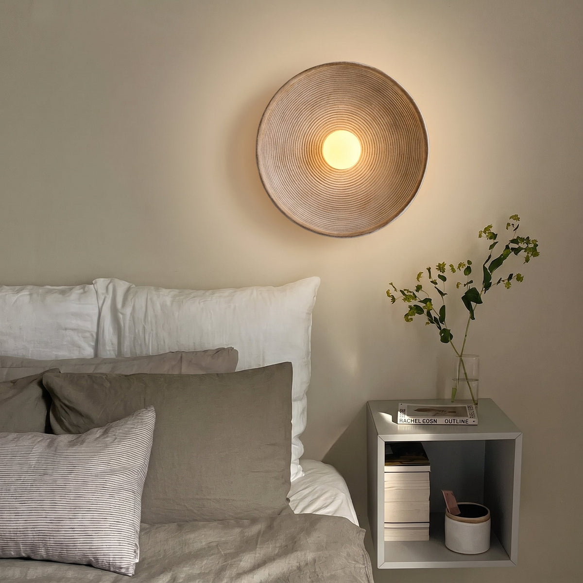 Kirelo | Wandleuchte innen im japanischen Stil, Holzoptik, E27, Ø 20–50 cm