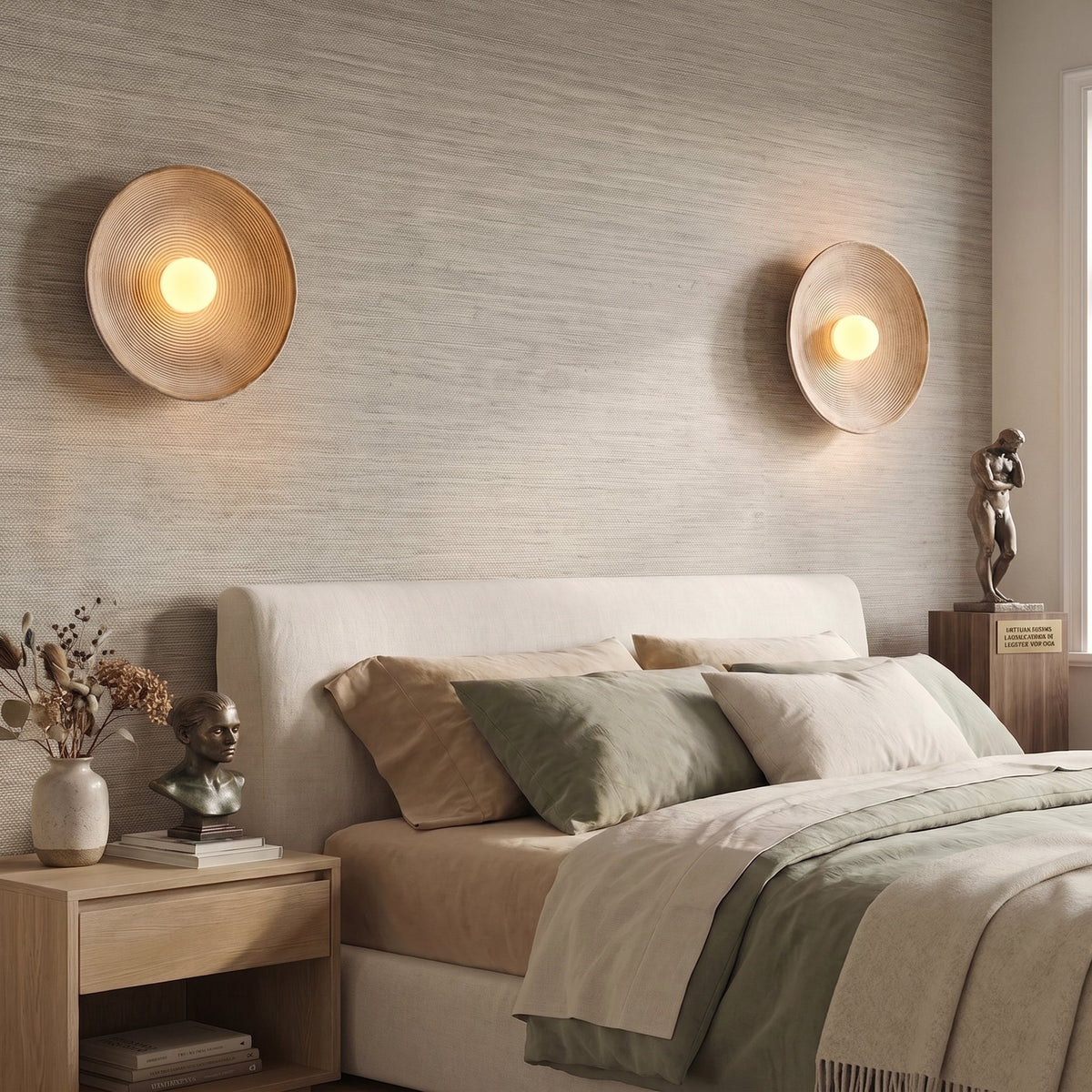 Kirelo | Wandleuchte innen im japanischen Stil, Holzoptik, E27, Ø 20–50 cm
