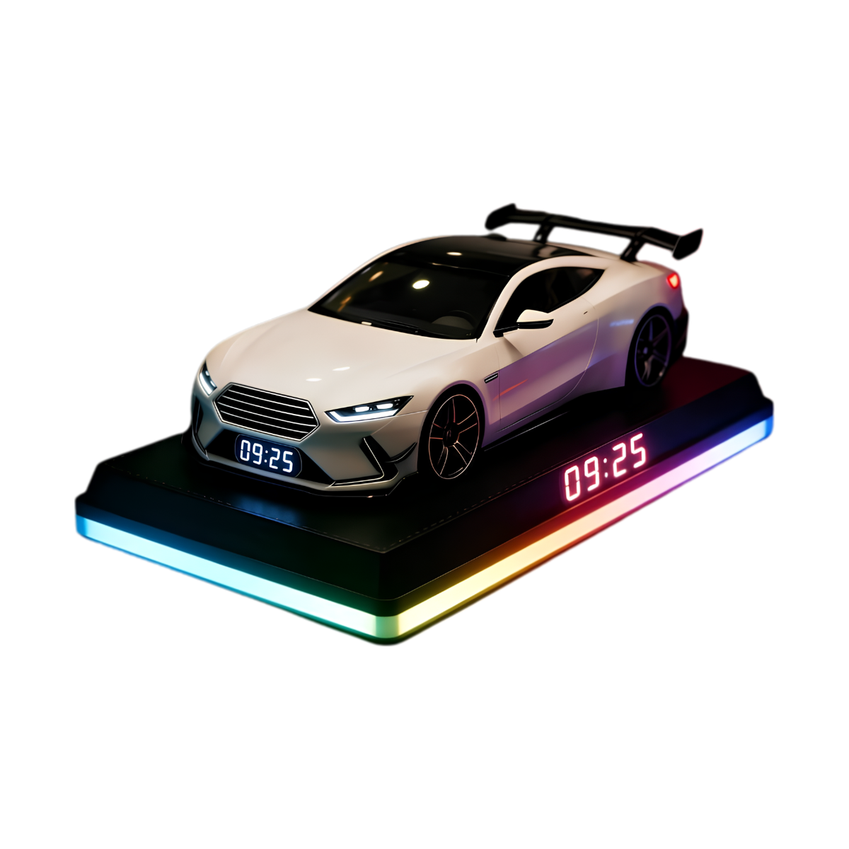 Vroomera | Wecker in Sportwagen-Optik mit Motorsound, LED-Anzeige und Nebeleffekt