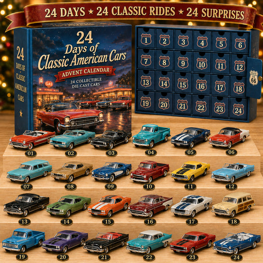 Motrella | Adventskalender für Autofans mit 24 Miniaturautos im US-Stil