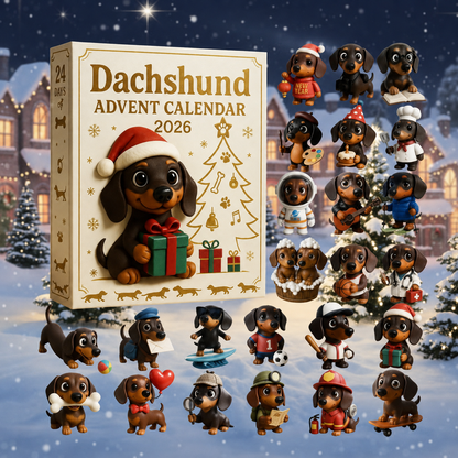 Dachsino | Calendario de Adviento de dachshund con 24 figuras coleccionables