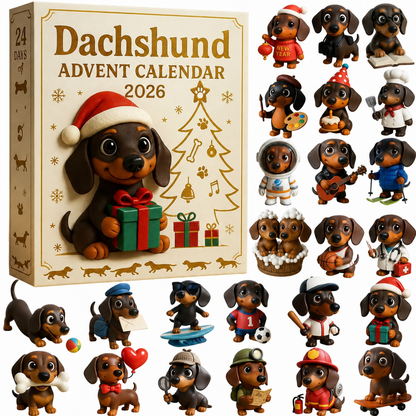 Dachsino | Calendario de Adviento de dachshund con 24 figuras coleccionables