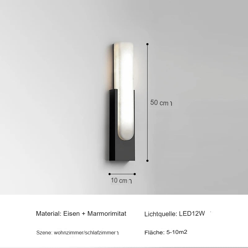 Elegante lampada da parete in marmo – Lampada da parete di lusso con luce LED e accenti dorati