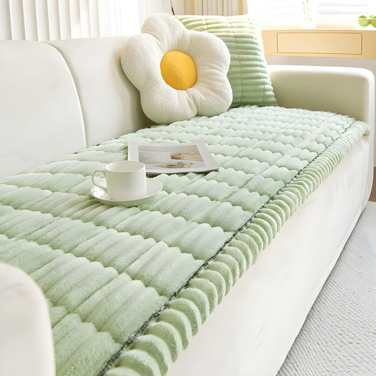 RibCover Classic | Housse de canapé antidérapante en tissu texturé