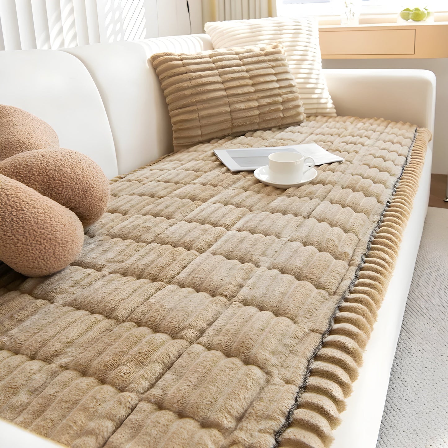 RibCover Classic | Housse de canapé antidérapante en tissu texturé