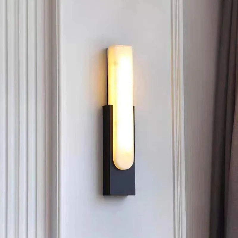 Elegante lampada da parete in marmo – Lampada da parete di lusso con luce LED e accenti dorati