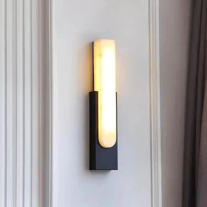 Elegante lampada da parete in marmo – Lampada da parete di lusso con luce LED e accenti dorati