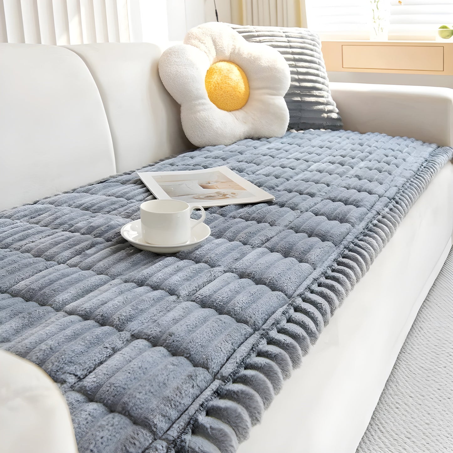 RibCover Classic | Housse de canapé antidérapante en tissu texturé