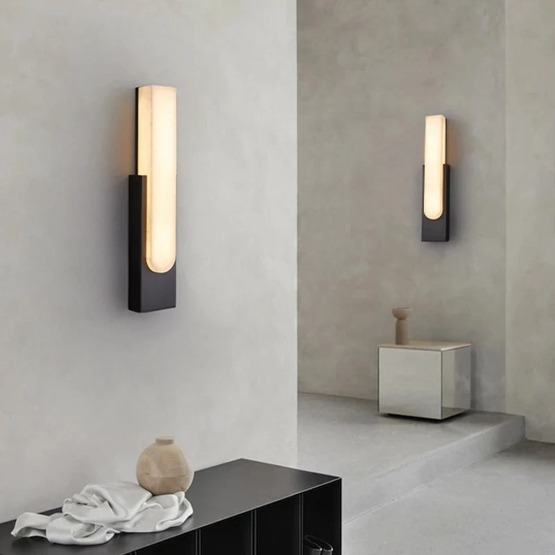 Elegante lampada da parete in marmo – Lampada da parete di lusso con luce LED e accenti dorati