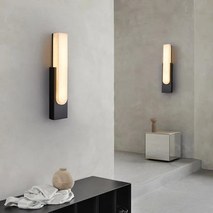 Elegante lampada da parete in marmo – Lampada da parete di lusso con luce LED e accenti dorati