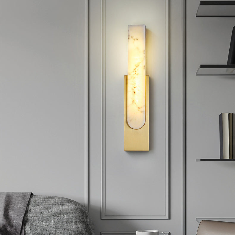 Elegante lampada da parete in marmo – Lampada da parete di lusso con luce LED e accenti dorati