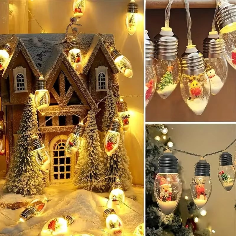 Bulbetta | Lichterkette mit Weihnachtsfiguren in Glühbirnen, USB, 1 m