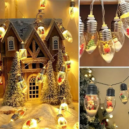 Bulbetta | Lichterkette mit Weihnachtsfiguren in Glühbirnen, USB, 1 m