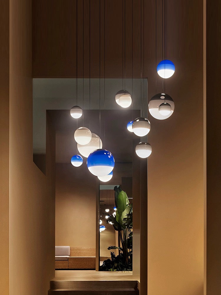 Lampada a sospensione LED moderna, dimmerabile – Nichel spazzolato, E27, design in vetro e pietra