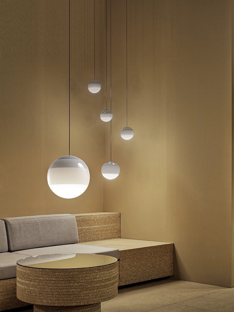 Lampada a sospensione LED moderna, dimmerabile – Nichel spazzolato, E27, design in vetro e pietra