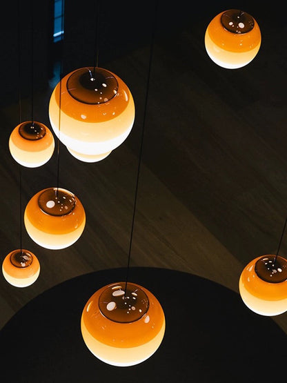 Lampada a sospensione LED moderna, dimmerabile – Nichel spazzolato, E27, design in vetro e pietra