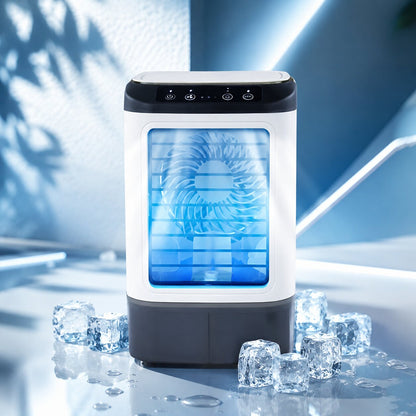 Portable air cooler with water mist | USB evaporative cooler with 900 ml tank, 3 speeds & LED light | MistCrown