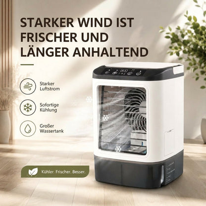 Portable air cooler with water mist | USB evaporative cooler with 900 ml tank, 3 speeds & LED light | MistCrown