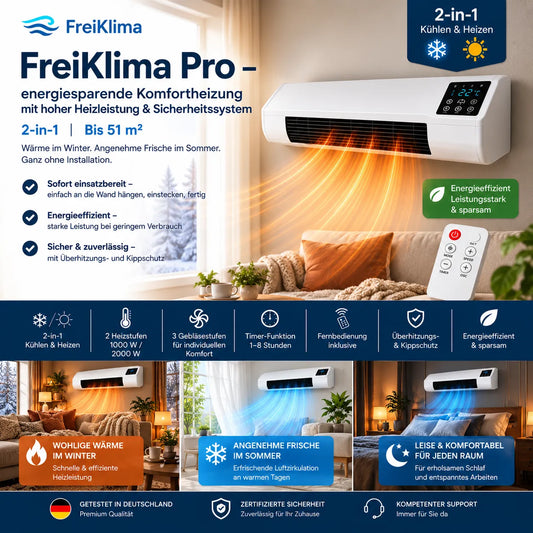 Brisora | Mobiler Heizlüfter 2000 W mit Thermostat, Timer und Ventilator
