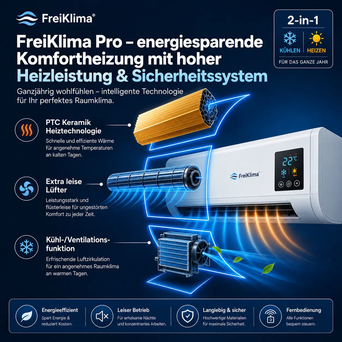 Brisora | Portable 2000 W Fan Heater with Thermostat, Timer and Fan Mode